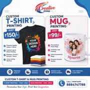 Mug Printing Rs. 99/-  | Custom T-Shirt printing Rs. 50/- only Mug Pri